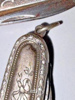 Set of 3 Antique Folding Pocket Knives in Solid Silver – Floral Decoration, 83.84 g