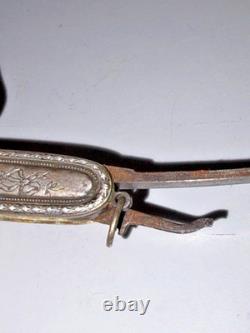 Set of 3 Antique Folding Pocket Knives in Solid Silver – Floral Decoration, 83.84 g