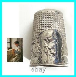 Sewing Dé Ancien Couture, Embroiderer Argent Massif French Silver Thimble