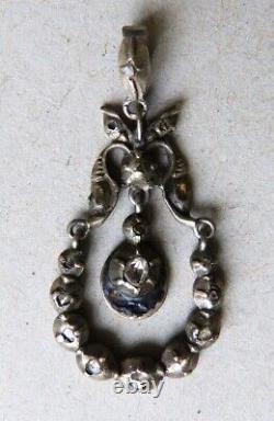 Shaking pendant solid silver diamonds Antique 19th century jewelry