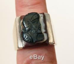 Signet Ring Silver And Agate Cameo 3 Layers Former Bijou Silver Ring