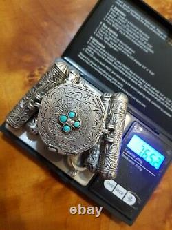 Silver Bracelet Turquoise Ancient Qajar Persia Iran Berber Box Calligraphy