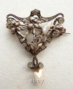 Silver Brooch Solid Rhinestone Silver Silver Bijou Ancien Around 1900 Silver During