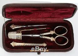 Silver Gilt Gold Old Sewing Kit Sewing Scissors Lily Flower Box