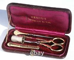 Silver Gilt Old Sewing Kits Embroidery Scissors Case Royal Palace