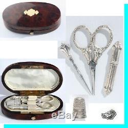 Silver Necessary Miniature Sewing Kit Former Child Toy Sewing Case