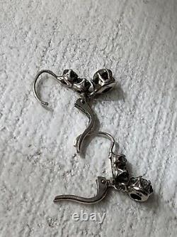 Sleepers Trembling Old Silver Strass Antique Victorian Silver Earrings