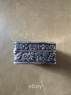 Small Antique Box Made of 800 Solid Silver Enamelled with the Theme of Three Women in Nature