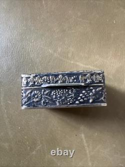 Small Antique Box Made of 800 Solid Silver Enamelled with the Theme of Three Women in Nature