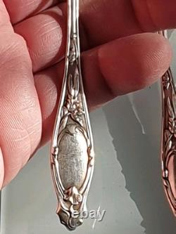 Small Solid Silver Spoons, 6 Antique, Minerva Hallmark, Hollow Back, Gilded Silver<br/>