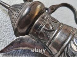 Small antique silver coffee pot with 700 hallmark Arabic coffee maker.