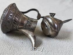 Small antique silver coffee pot with 700 hallmark Arabic coffee maker.