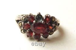 Solid Old Argent Ring And Garnets Art Deco Garnet Silver Ring