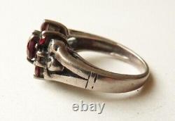 Solid Old Argent Ring And Garnets Art Deco Garnet Silver Ring