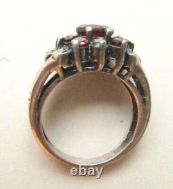 Solid Old Argent Ring And Garnets Art Deco Garnet Silver Ring