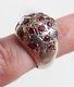 Solid Silver And Ruby ​​star Sign Ring Star Dome Art Deco Ring