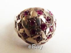 Solid Silver And Ruby ​​star Sign Ring Star Dome Art Deco Ring