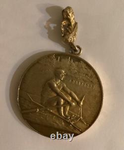 Solid Silver Antique Medal Golden Silver Northern France Regattas