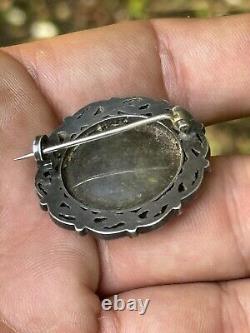 Solid Silver Brooch & Quality Lady Miniature & Antique Jewelry & Painting