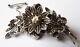 Solid Silver Brooch With Diamonds - Antique 19th Century Jewelry
