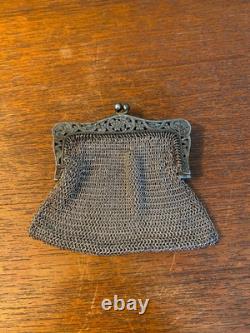 Solid Silver, Coin Purse, Antique Pouch, Late 19th Century