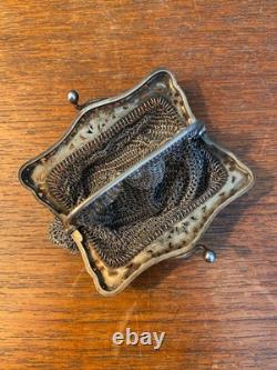 Solid Silver, Coin Purse, Antique Pouch, Late 19th Century