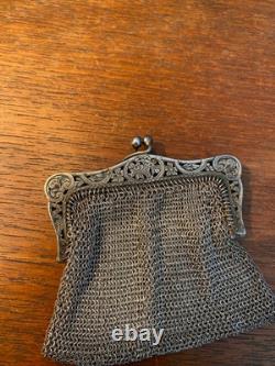 Solid Silver, Coin Purse, Antique Pouch, Late 19th Century