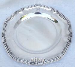 Solid Silver MINERVE Serving Dish with Lobed Sides Cardeilhac Antique 885g Monogram