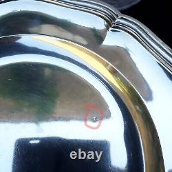 Solid Silver MINERVE Serving Dish with Lobed Sides Cardeilhac Antique 885g Monogram