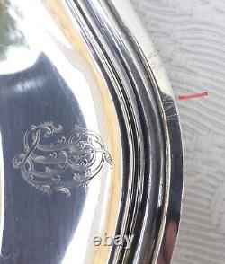 Solid Silver MINERVE Serving Dish with Lobed Sides Cardeilhac Antique 885g Monogram