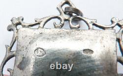 Solid Silver Medallion Pendant + Enamel Old Jewel Saint Virgin Mary