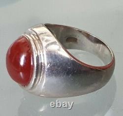 Solid Silver Ring And Old Cornaline Minerve Punch. No. 2