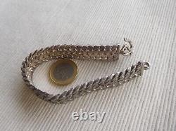 Solid Silver Swan Bracelet 67 Grams 19 Cms Woven Ribbon GB17