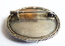 Solid silver brooch with carved mother of pearl from ancient China