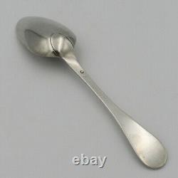 Solid silver spoon from the 18th century, Liège, Belgium, engraved. Antique silverware.