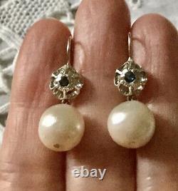 Splendid Ancient Earrings Doreilles Huge Pearl Gold And Massive Silver