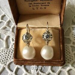 Splendid Ancient Earrings Doreilles Huge Pearl Gold And Massive Silver