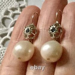 Splendid Ancient Earrings Doreilles Huge Pearl Gold And Massive Silver