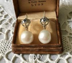 Splendid Ancient Earrings Doreilles Huge Pearl Gold And Massive Silver