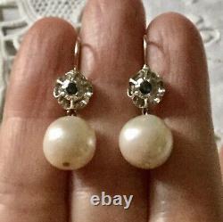 Splendid Ancient Earrings Doreilles Huge Pearl Gold And Massive Silver