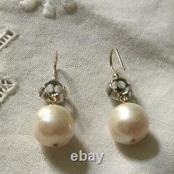 Splendid Ancient Earrings Doreilles Huge Pearl Gold And Massive Silver