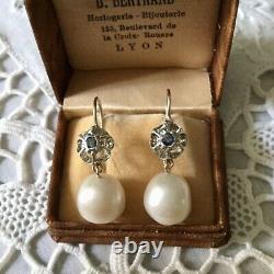 Splendid Ancient Earrings Doreilles Huge Pearl Gold And Massive Silver