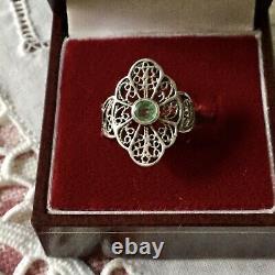 Splendid Ancient Marquise Silver Ring Natural Massif Emerald
