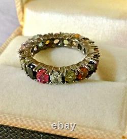 Splendid Ancient Round Ring Tourmaline Multicolor Silver Massif Gold