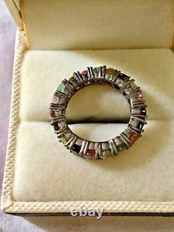 Splendid Ancient Round Ring Tourmaline Multicolor Silver Massif Gold