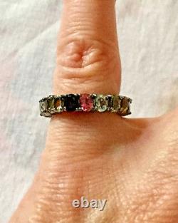 Splendid Ancient Round Ring Tourmaline Multicolor Silver Massif Gold