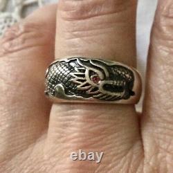 Splendid Ancient Scissor Dragon Ring, The Eye Ruby, Silver Massive