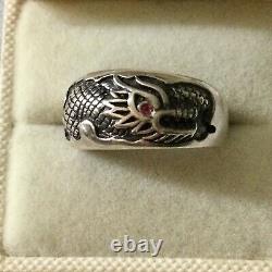 Splendid Ancient Scissor Dragon Ring, The Eye Ruby, Silver Massive