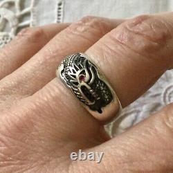 Splendid Ancient Scissor Dragon Ring, The Eye Ruby, Silver Massive