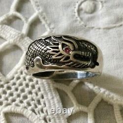 Splendid Ancient Scissor Dragon Ring, The Eye Ruby, Silver Massive
